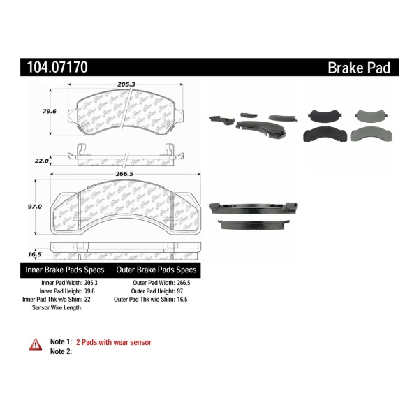 Centric Posi Quiet™ Semi-Metallic Front Disc Brake Pads 104.07170
