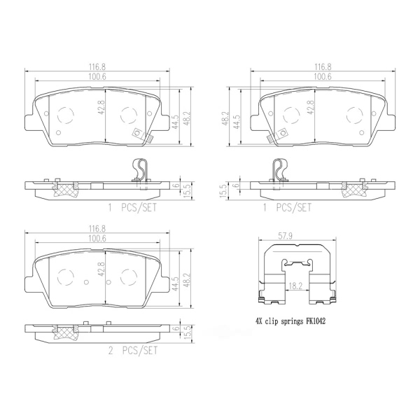 brembo Premium Ceramic Rear Disc Brake Pads P30063N