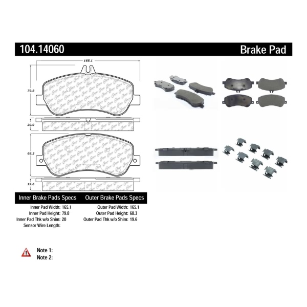 Centric Posi Quiet™ Semi-Metallic Front Disc Brake Pads 104.14060