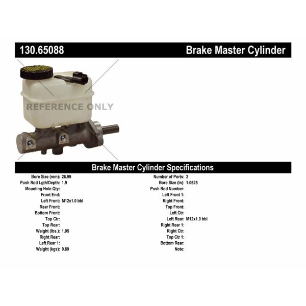 Centric Premium Brake Master Cylinder 130.65088
