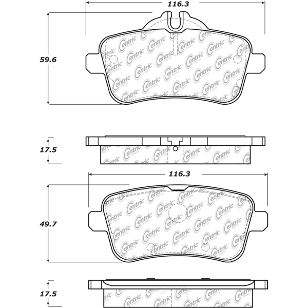 Centric Posi Quiet™ Semi-Metallic Rear Disc Brake Pads 104.16300