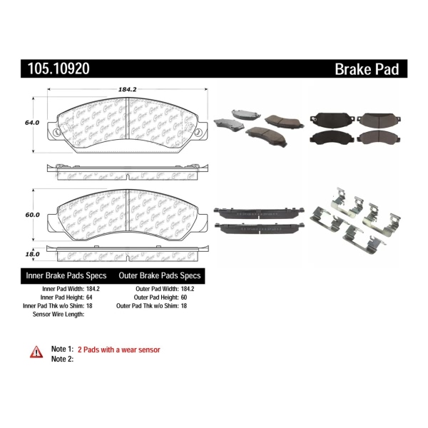 Centric Posi Quiet™ Ceramic Front Disc Brake Pads 105.10920