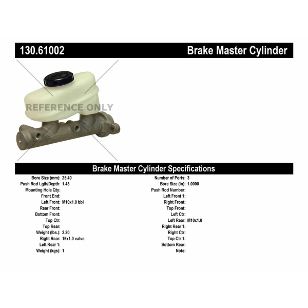 Centric Premium Brake Master Cylinder 130.61002