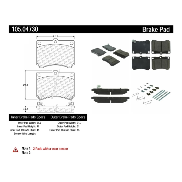 Centric Posi Quiet™ Ceramic Front Disc Brake Pads 105.04730