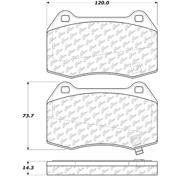 Centric Posi Quiet™ Semi-Metallic Front Disc Brake Pads 104.09600