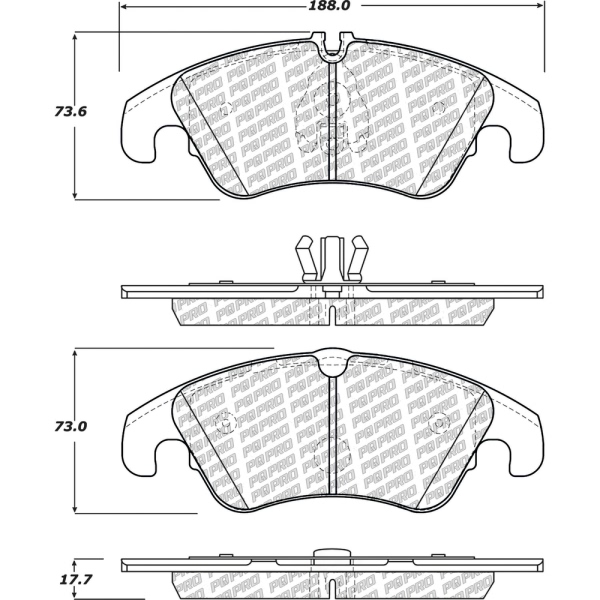 Centric Posi Quiet Pro™ Semi-Metallic Front Disc Brake Pads 500.13220