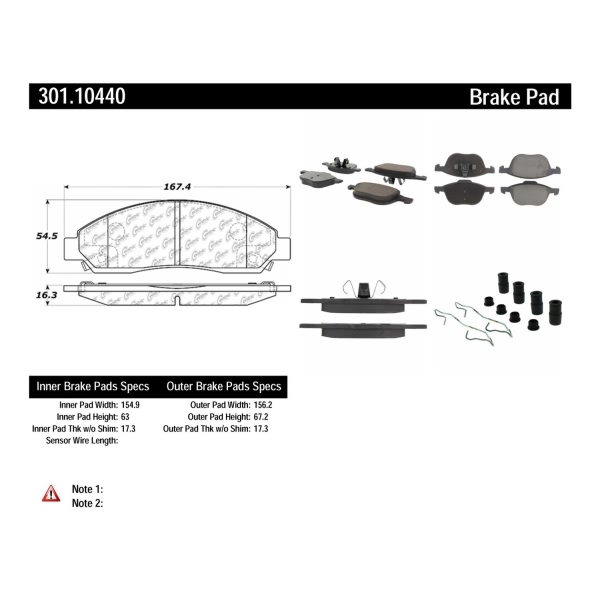 Centric Premium™ Ceramic Brake Pads With Shims And Hardware 301.10440