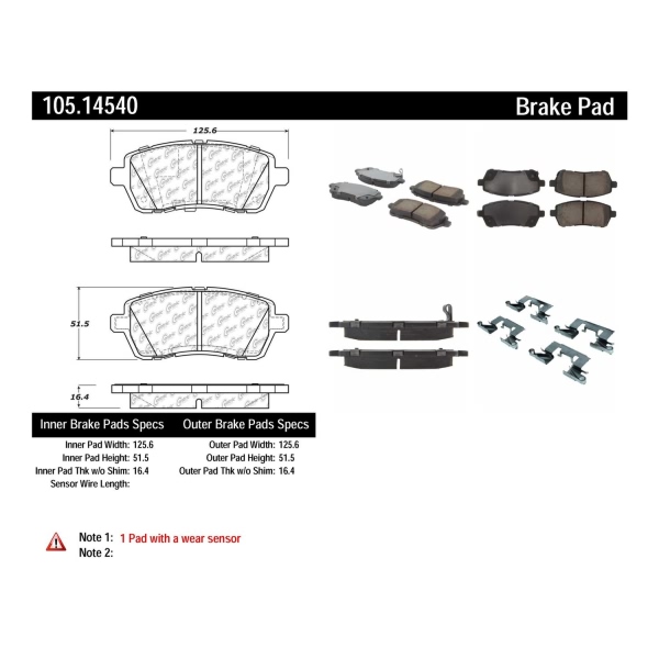 Centric Posi Quiet™ Ceramic Front Disc Brake Pads 105.14540