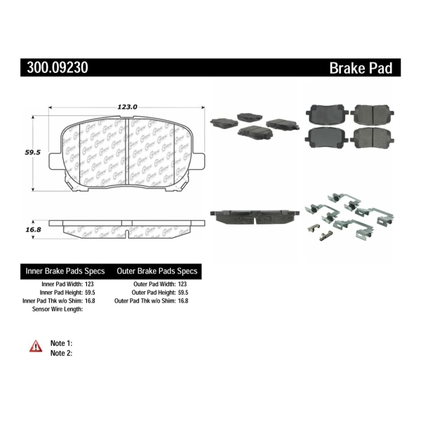 Centric Premium™ Semi-Metallic Brake Pads With Shims And Hardware 300.09230