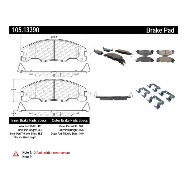 Centric Posi Quiet™ Ceramic Front Disc Brake Pads 105.13390