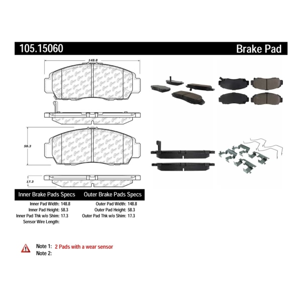 Centric Posi Quiet™ Ceramic Front Disc Brake Pads 105.15060