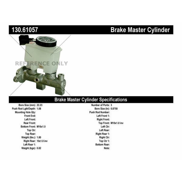 Centric Premium Brake Master Cylinder 130.61057