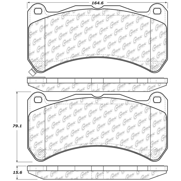 Centric Posi Quiet™ Semi-Metallic Front Disc Brake Pads 104.13650