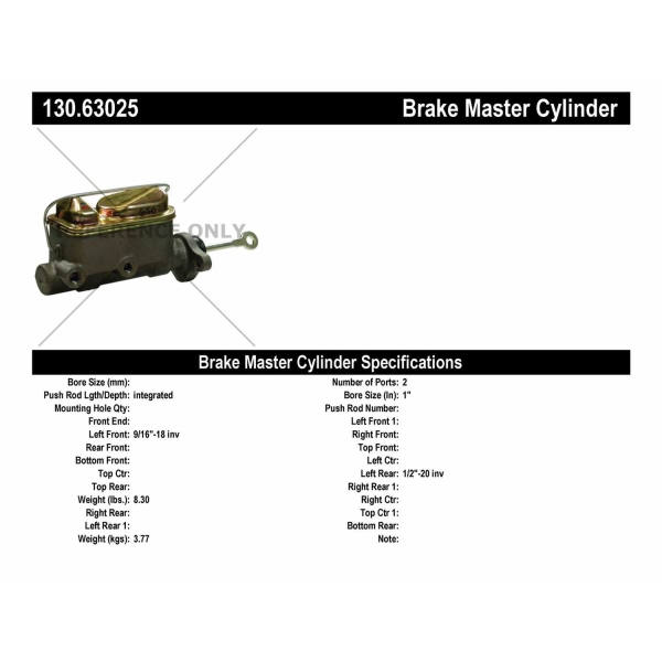 Centric Premium Brake Master Cylinder 130.63025