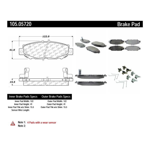 Centric Posi Quiet™ Ceramic Rear Disc Brake Pads 105.05720