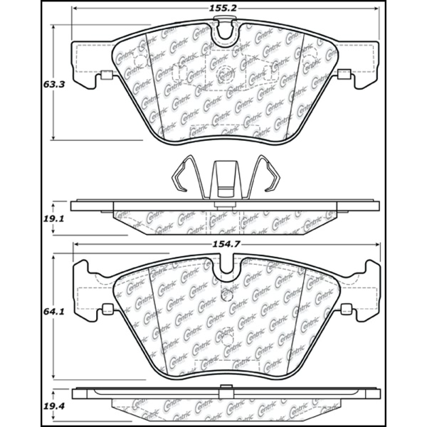 Centric Posi Quiet™ Semi-Metallic Front Disc Brake Pads 104.10611