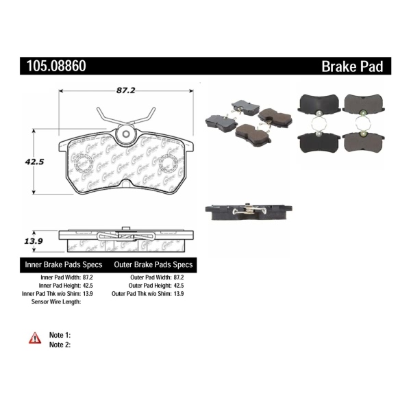 Centric Posi Quiet™ Ceramic Rear Disc Brake Pads 105.08860