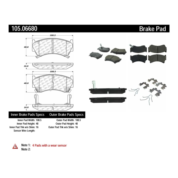 Centric Posi Quiet™ Ceramic Front Disc Brake Pads 105.06680
