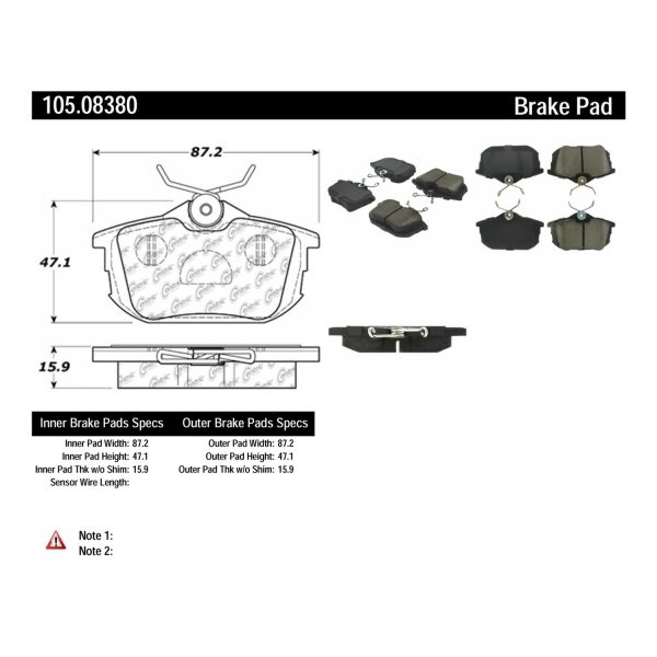 Centric Posi Quiet™ Ceramic Rear Disc Brake Pads 105.08380