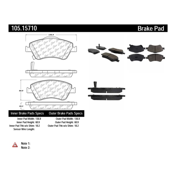 Centric Posi Quiet™ Ceramic Front Disc Brake Pads 105.15710
