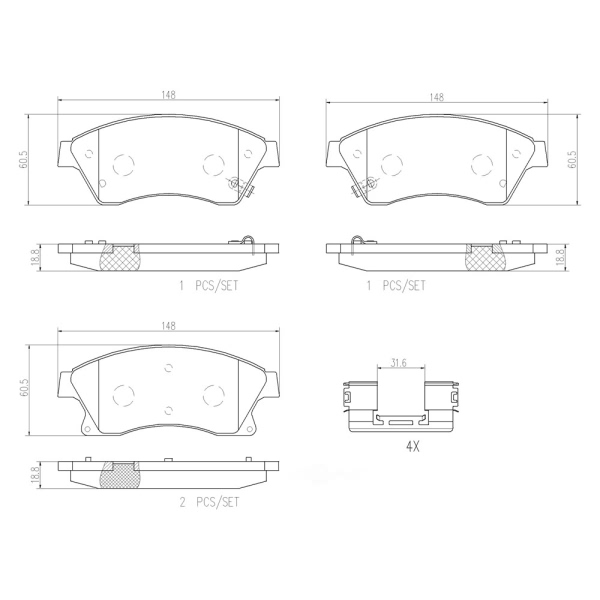 brembo Premium Ceramic Front Disc Brake Pads P59076N