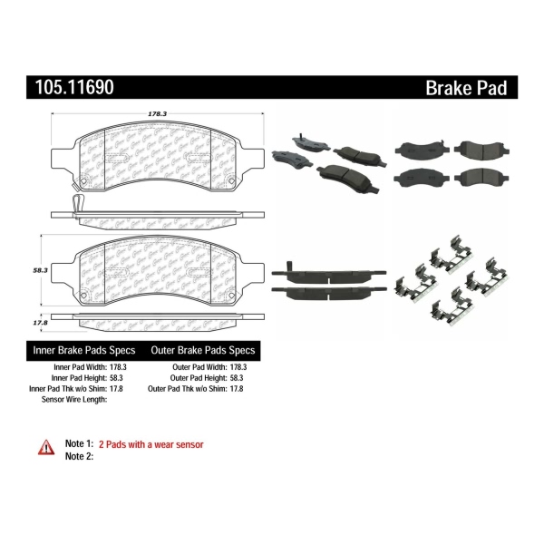 Centric Posi Quiet™ Ceramic Front Disc Brake Pads 105.11690