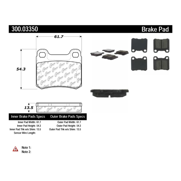Centric Premium™ Semi-Metallic Brake Pads With Shims 300.03350