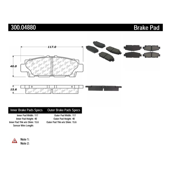 Centric Premium Semi-Metallic Rear Disc Brake Pads 300.04880