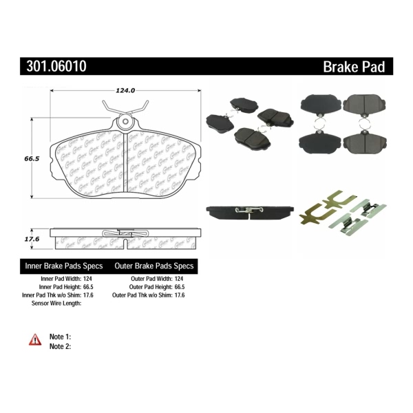 Centric Premium Ceramic Front Disc Brake Pads 301.06010
