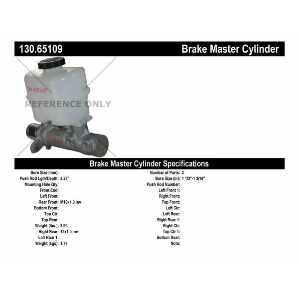 Centric Premium Brake Master Cylinder 130.65109