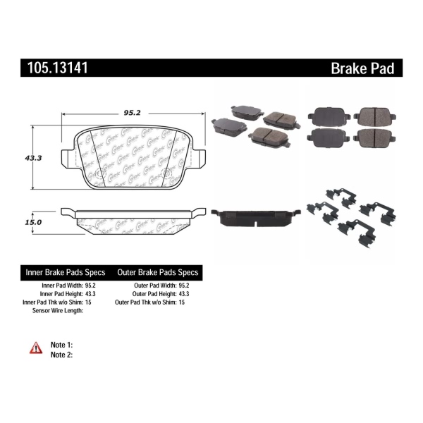 Centric Posi Quiet™ Ceramic Rear Disc Brake Pads 105.13141