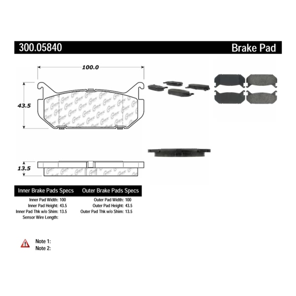 Centric Premium Semi-Metallic Rear Disc Brake Pads 300.05840