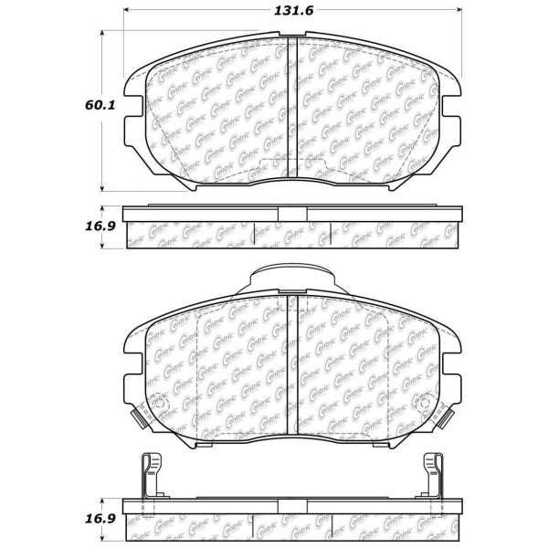 Centric Premium™ Semi-Metallic Brake Pads With Shims And Hardware 300.11250