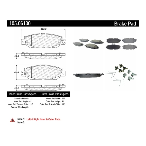 Centric Posi Quiet™ Ceramic Rear Disc Brake Pads 105.06130