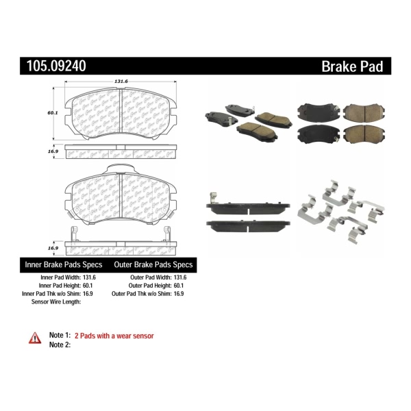 Centric Posi Quiet™ Ceramic Front Disc Brake Pads 105.09240
