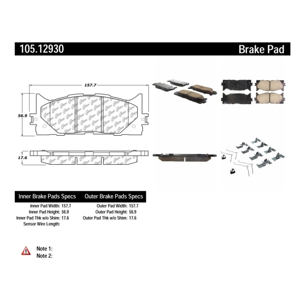 Centric Posi Quiet™ Ceramic Front Disc Brake Pads 105.12930