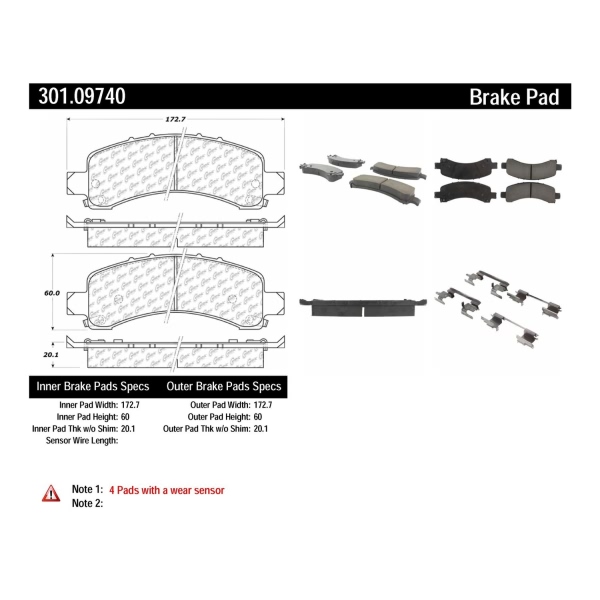 Centric Premium Ceramic Rear Disc Brake Pads 301.09740