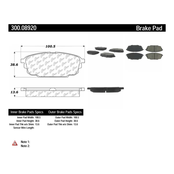 Centric Premium Semi-Metallic Rear Disc Brake Pads 300.08920