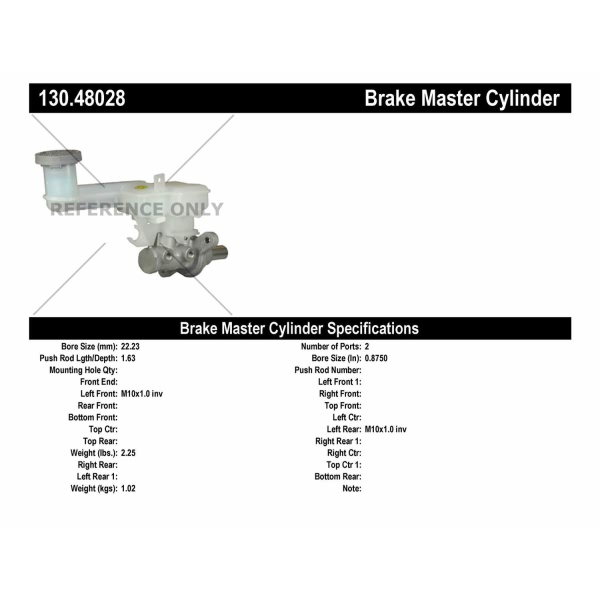 Centric Premium Brake Master Cylinder 130.48028
