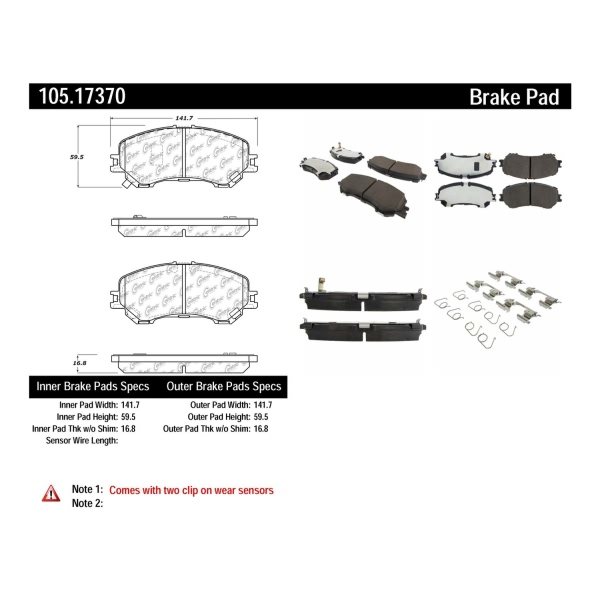 Centric Posi Quiet™ Ceramic Front Disc Brake Pads 105.17370