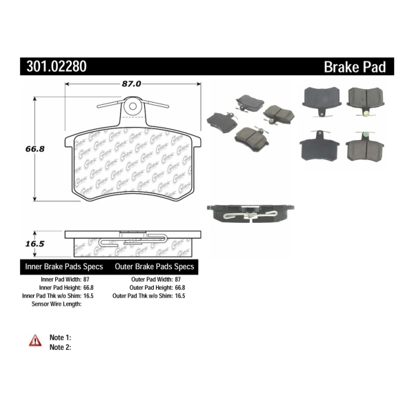 Centric Premium Ceramic Rear Disc Brake Pads 301.02280