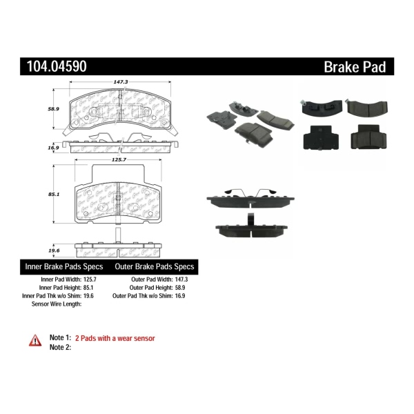 Centric Posi Quiet™ Semi-Metallic Front Disc Brake Pads 104.04590