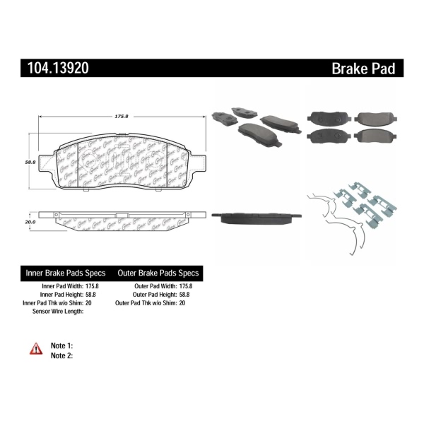 Centric Posi Quiet™ Semi-Metallic Front Disc Brake Pads 104.13920