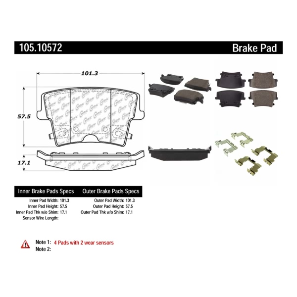 Centric Posi Quiet™ Ceramic Rear Disc Brake Pads 105.10572