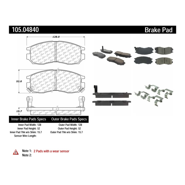 Centric Posi Quiet™ Ceramic Front Disc Brake Pads 105.04840