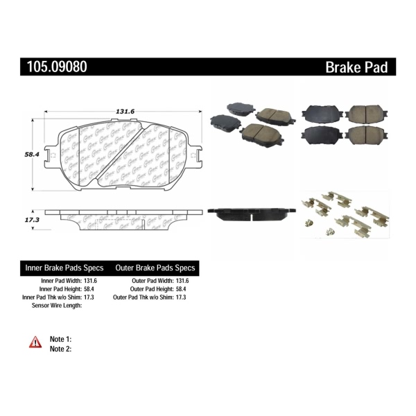 Centric Posi Quiet™ Ceramic Front Disc Brake Pads 105.09080