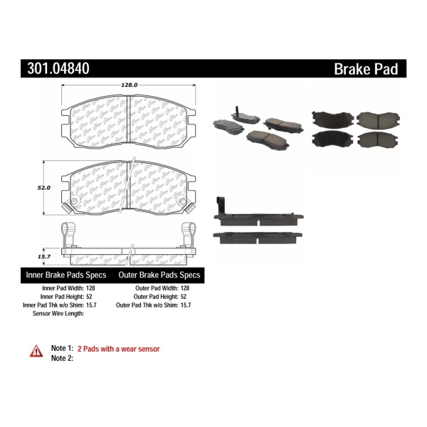 Centric Premium Ceramic Front Disc Brake Pads 301.04840