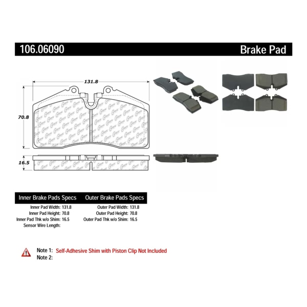 Centric Posi Quiet™ Extended Wear Semi-Metallic Front Disc Brake Pads 106.06090