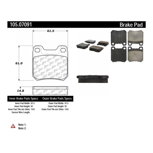 Centric Posi Quiet™ Ceramic Brake Pads With Shims 105.07091