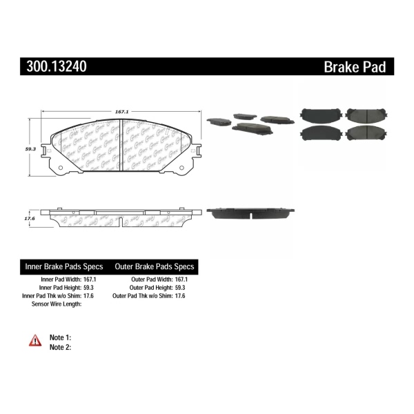 Centric Premium™ Semi-Metallic Brake Pads With Shims And Hardware 300.13240